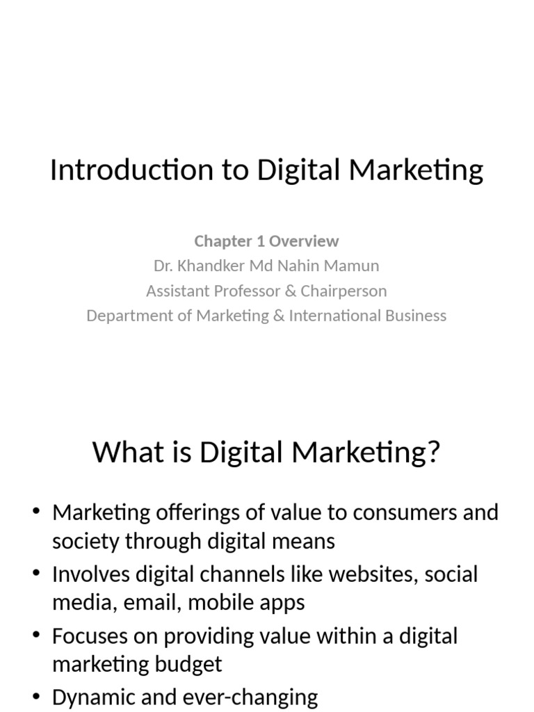 Introduction To Digital Marketing | PDF | Digital Marketing | Marketing