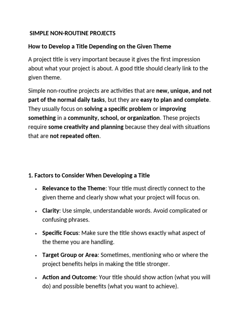 Crafting Effective Titles for Projects | PDF | Creativity | Cognition