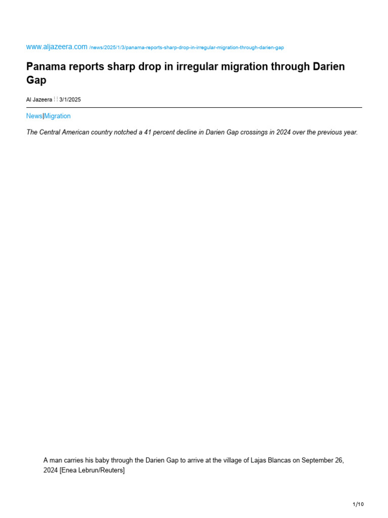 Panama Reports Sharp Drop in Irregular Migration Through Darien Gap ...