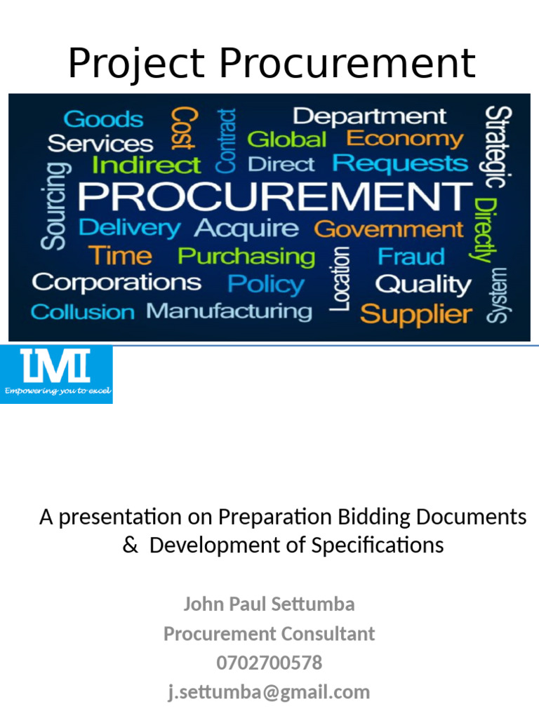 Prep of SBDs & Developing Specifications in Project Procurement | PDF ...