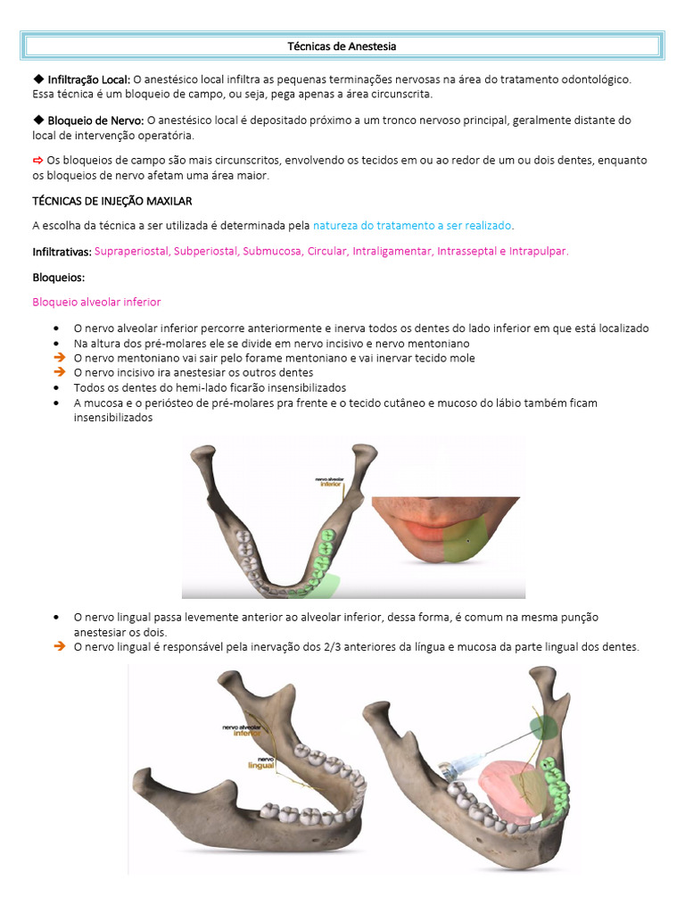 Técnicas de Anestesia Odontológica | PDF | Dente humano | Boca