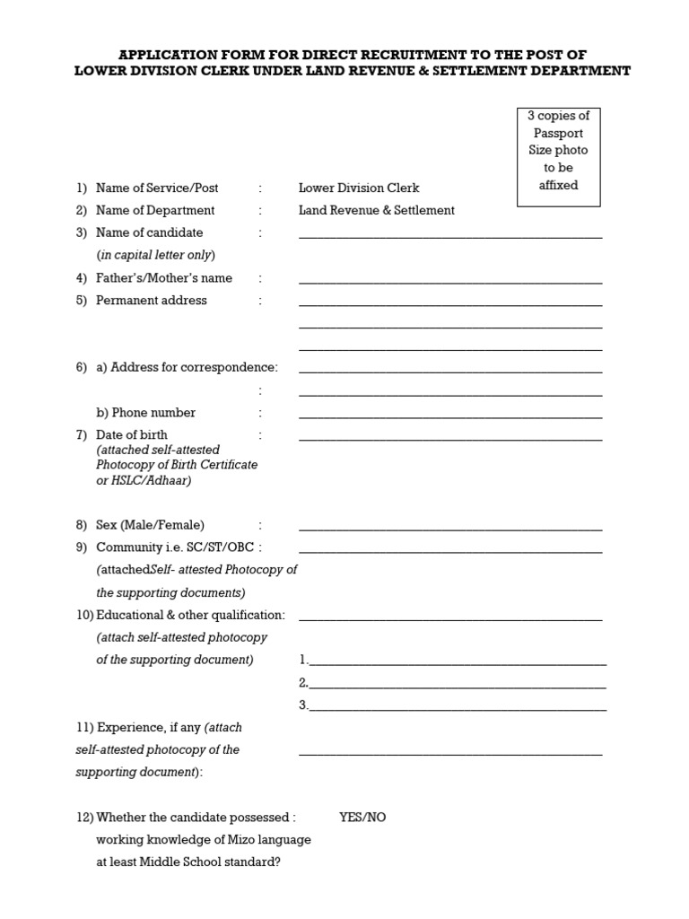 LDC Application Form for Revenue Dept. | PDF