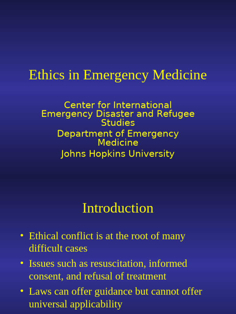 Ethical Principles in Emergency Medicine | PDF | Informed Consent ...