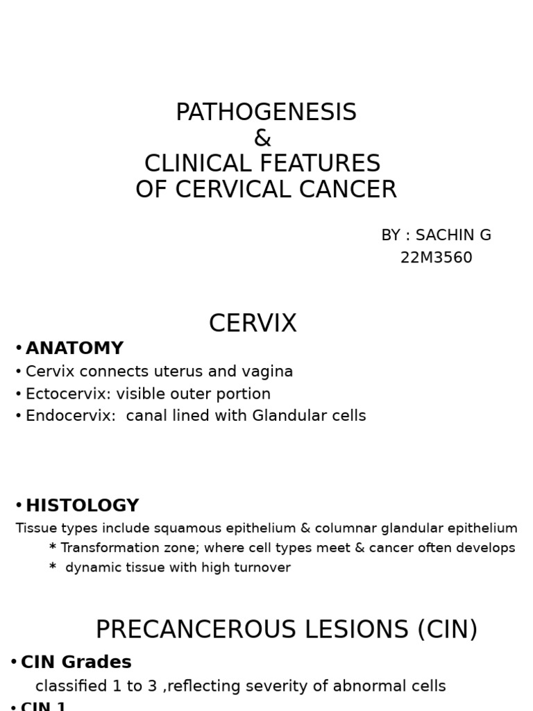 Cervical Cancer: Pathogenesis & Features | PDF