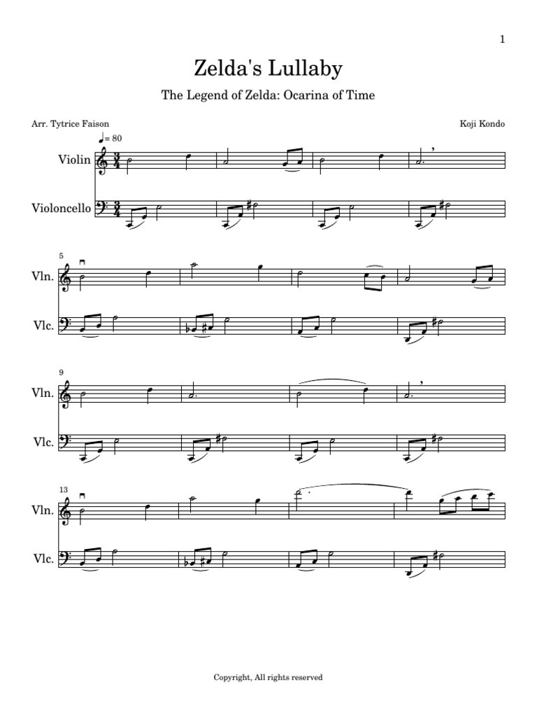 Zelda's Lullaby Sheet Music for Violin | PDF