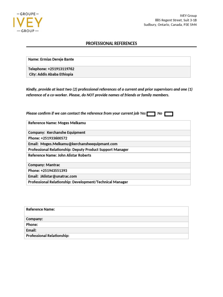 Professional References | PDF