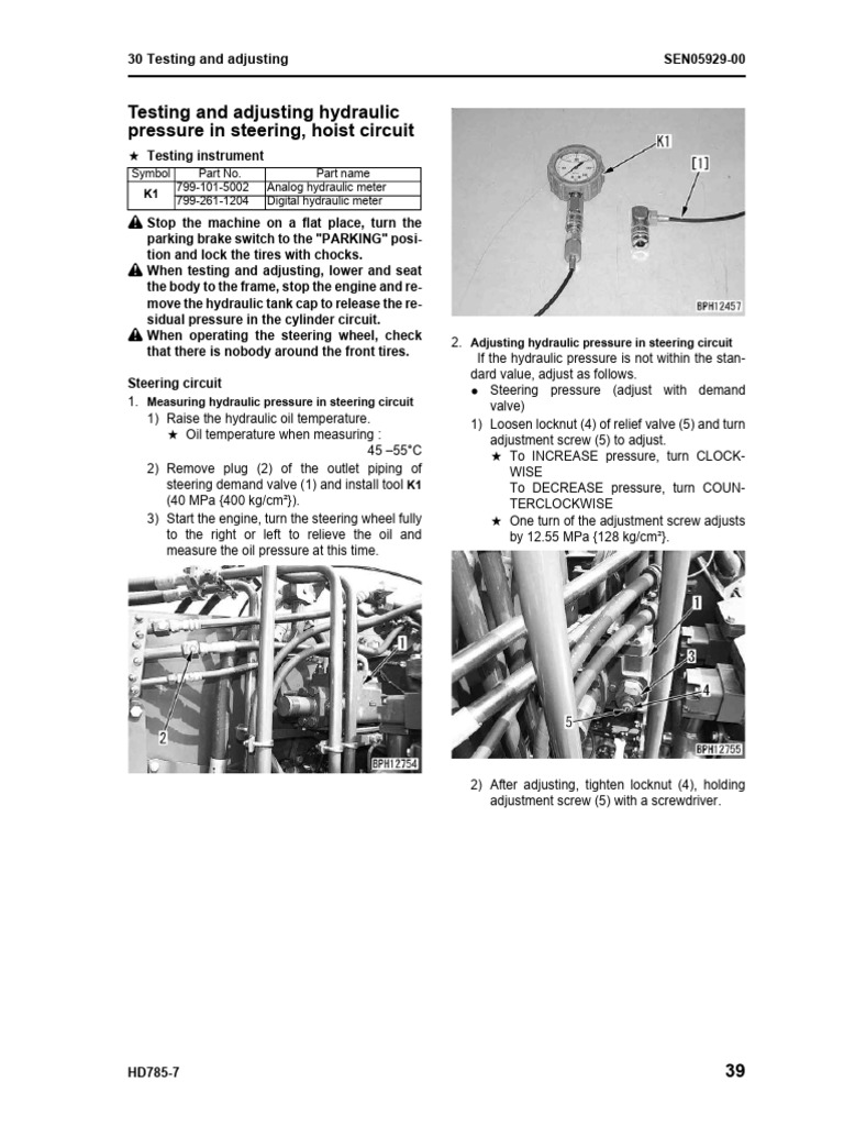 Hydraulic Pressure Adjustment Guide | PDF | Valve | Pressure