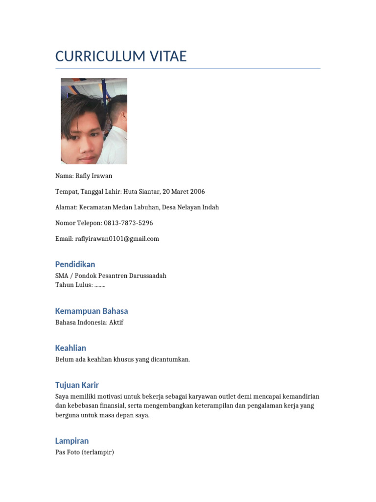 CV Rafly Irawan | PDF