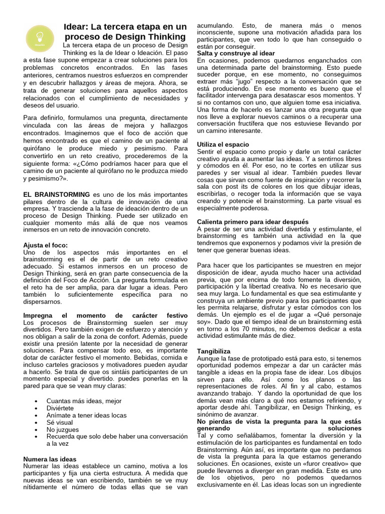 Ideación en Design Thinking: Claves y Métodos | PDF | El pensamiento de ...