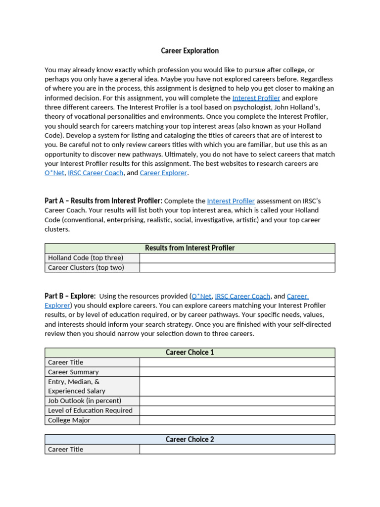 Career Exploration | PDF | Psychology