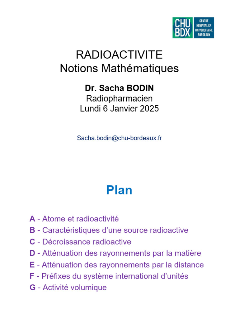 Conversion MBq et MCI en radioactivité | PDF | Radioactivité | Atomes