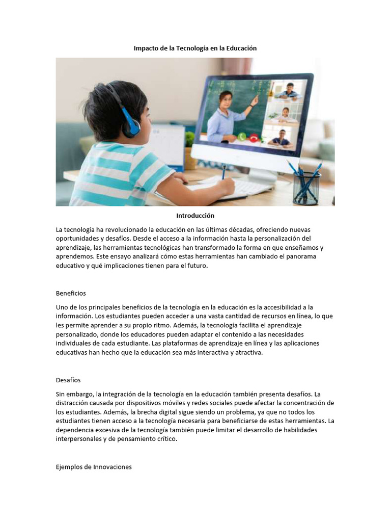Tecnología y su Impacto en la Educación | PDF