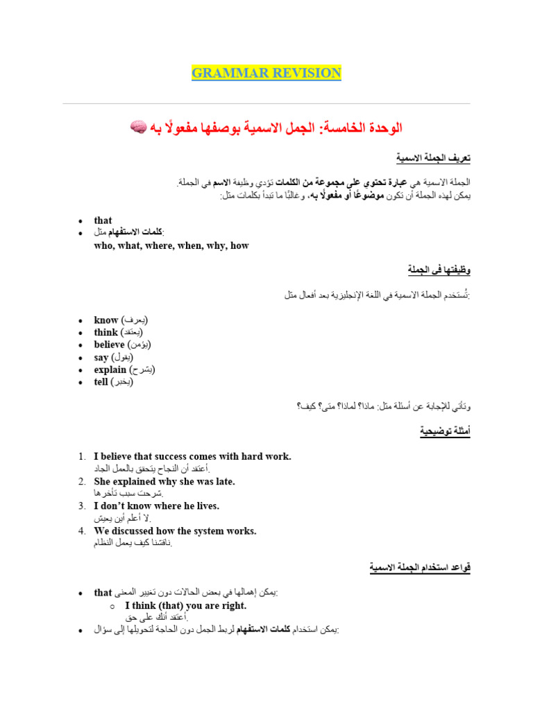 Grammar Revision Eng 202 | PDF | Linguistics