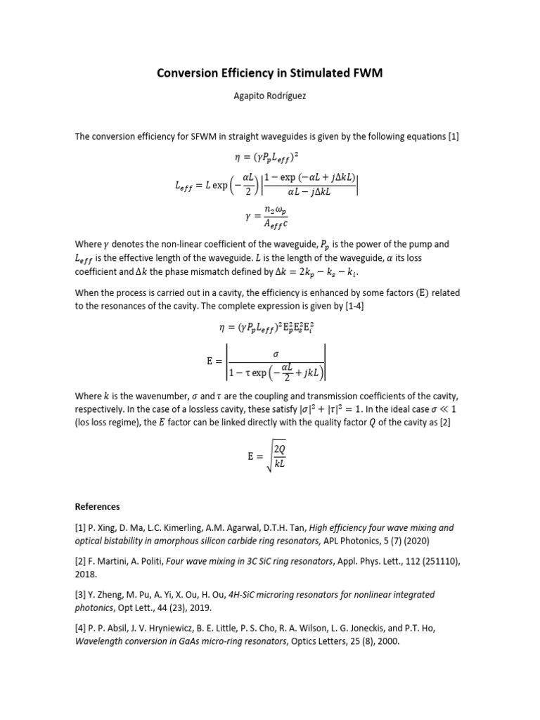 Conversion Efficiency in Stimulated FWM | PDF | Physical Phenomena | Atomic