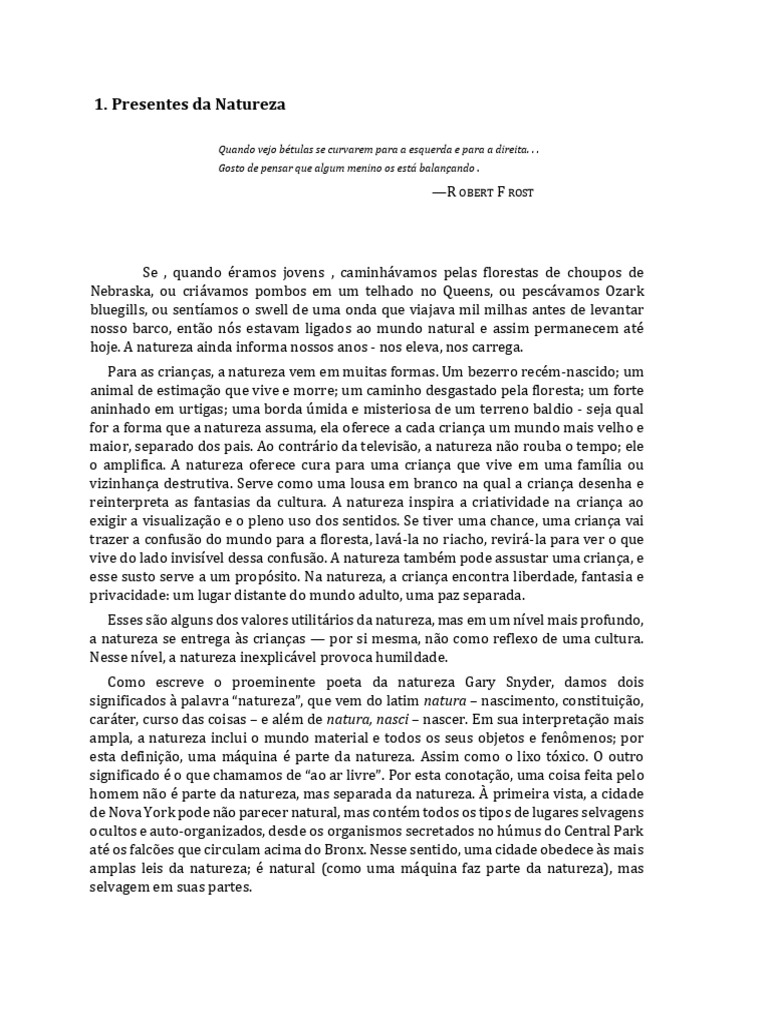 Crianças e a Conexão com a Natureza | PDF | Natureza | Tempo