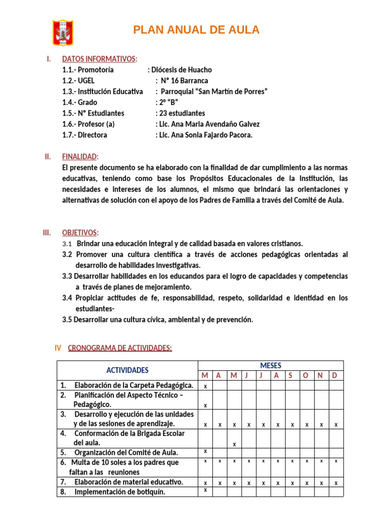 Plan Anual de Aula 2° "B" 2025 | PDF | Aprendizaje