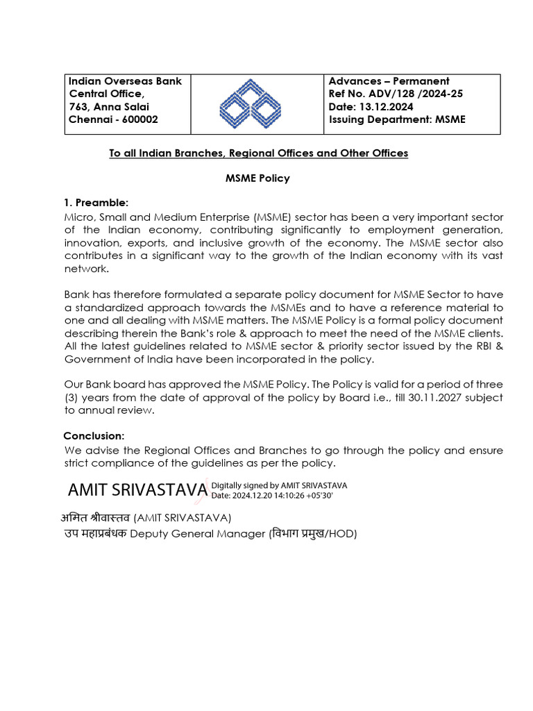 MSME Policy - 2024 | PDF | Small And Medium Sized Enterprises | Loans