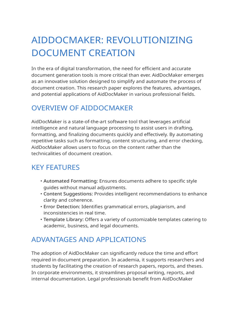 AidDocMaker: AI-Powered Document Creation | PDF