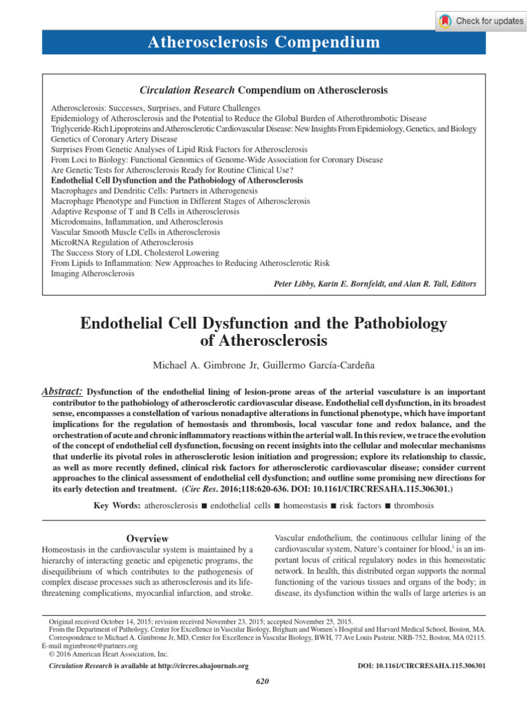 Gimbrone García Cardeña Endothelial Cell Dysfunction and The ...