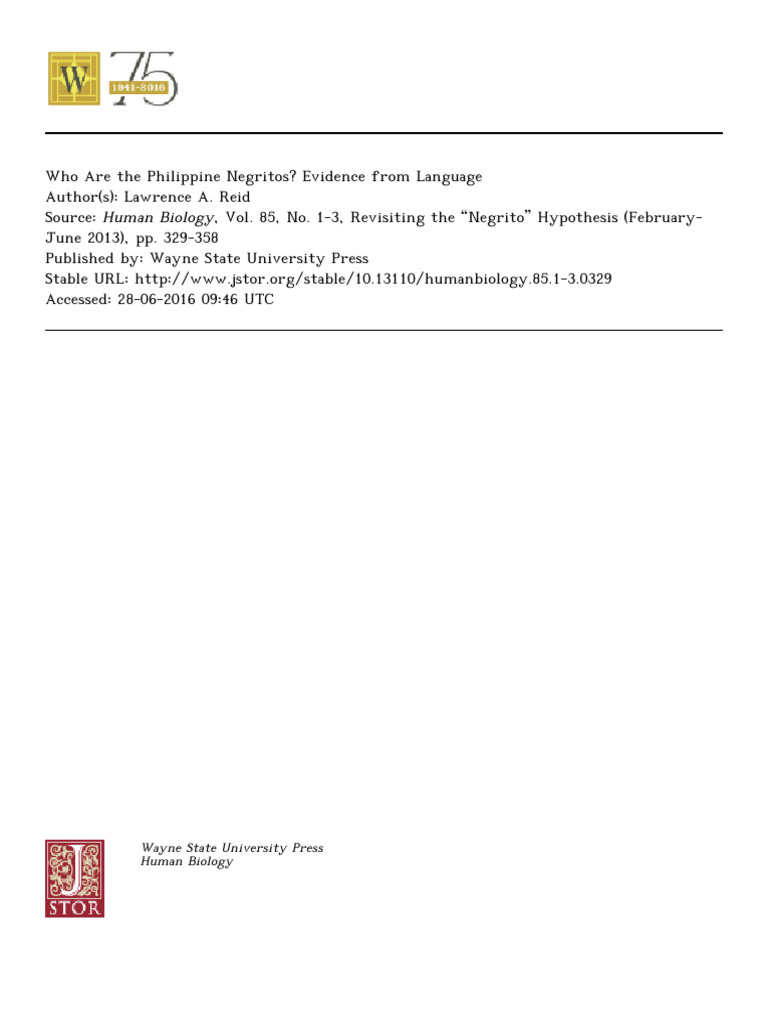 Philippine Negritos: Linguistic Insights | PDF | Luzon | Tagalog Language
