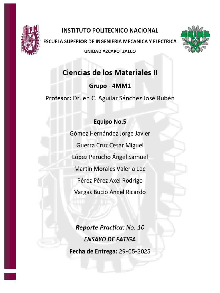 Ensayo de Fatiga en Cobre: Reporte Técnico | PDF | Fatiga (material ...