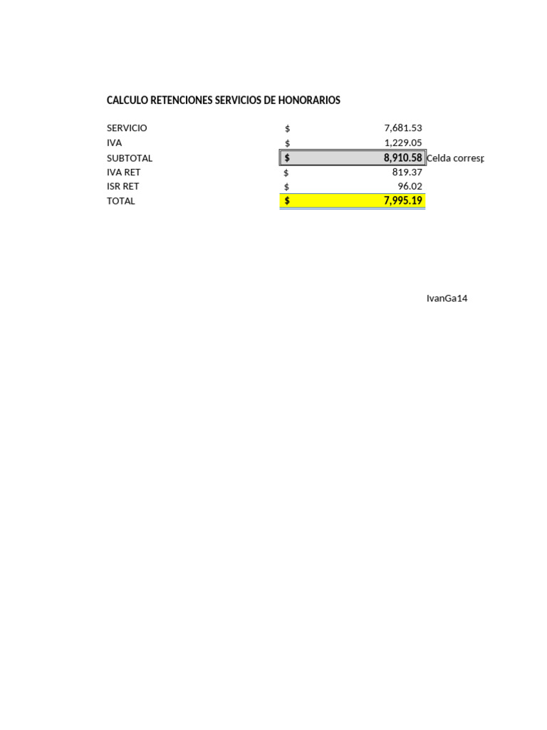 Resico Calculo Retenciones Servicios de Honorarios | PDF