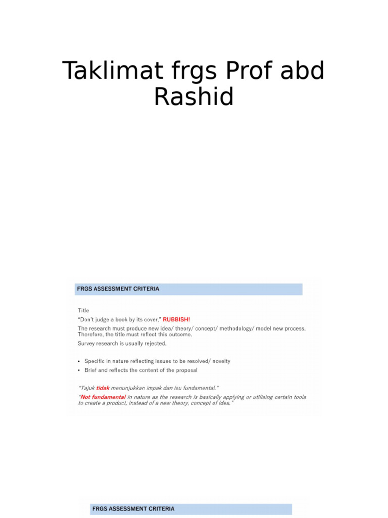 2021 Taklimat Frgs Prof Abd Rashid | PDF