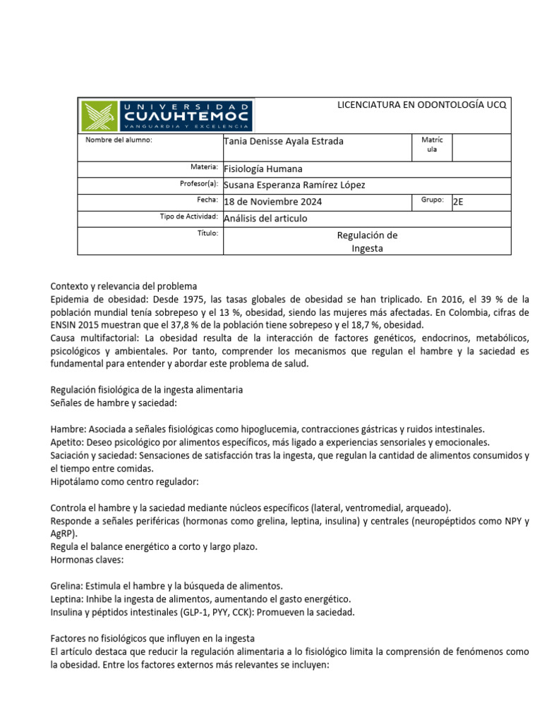 Ingest A | PDF | Obesidad | Leptina