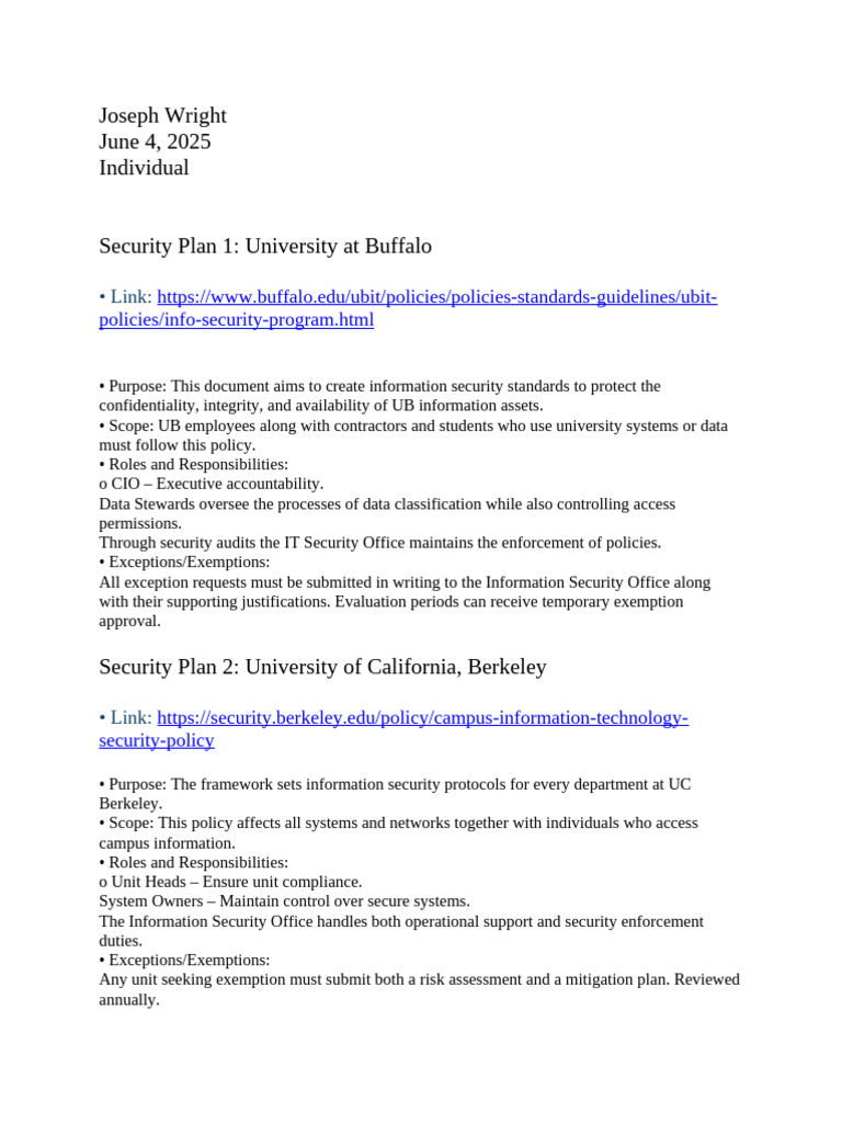 Wright Joseph Security Plan Research | PDF