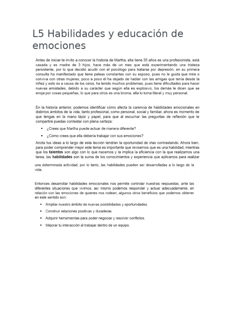 L5 Habilidades y Educación de Emociones | PDF