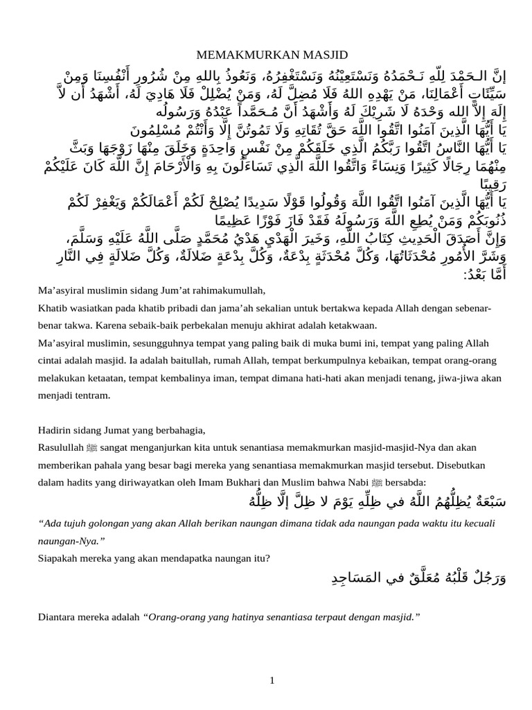 Memakmurkan Masjid Pdf