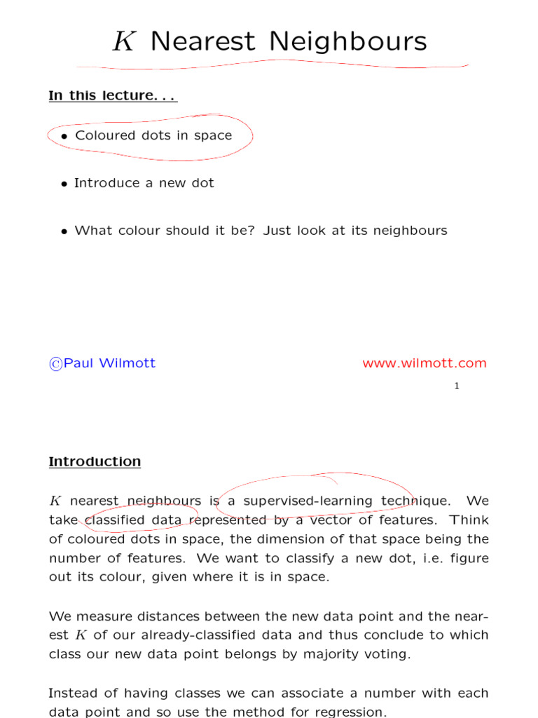 Understanding K Nearest Neighbours | PDF | Regression Analysis ...