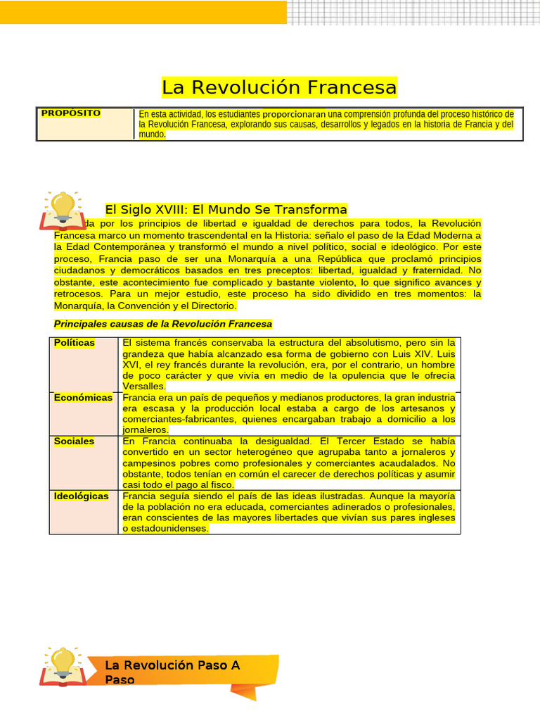 Causas y Etapas de la Revolución Francesa | PDF | revolución Francesa ...