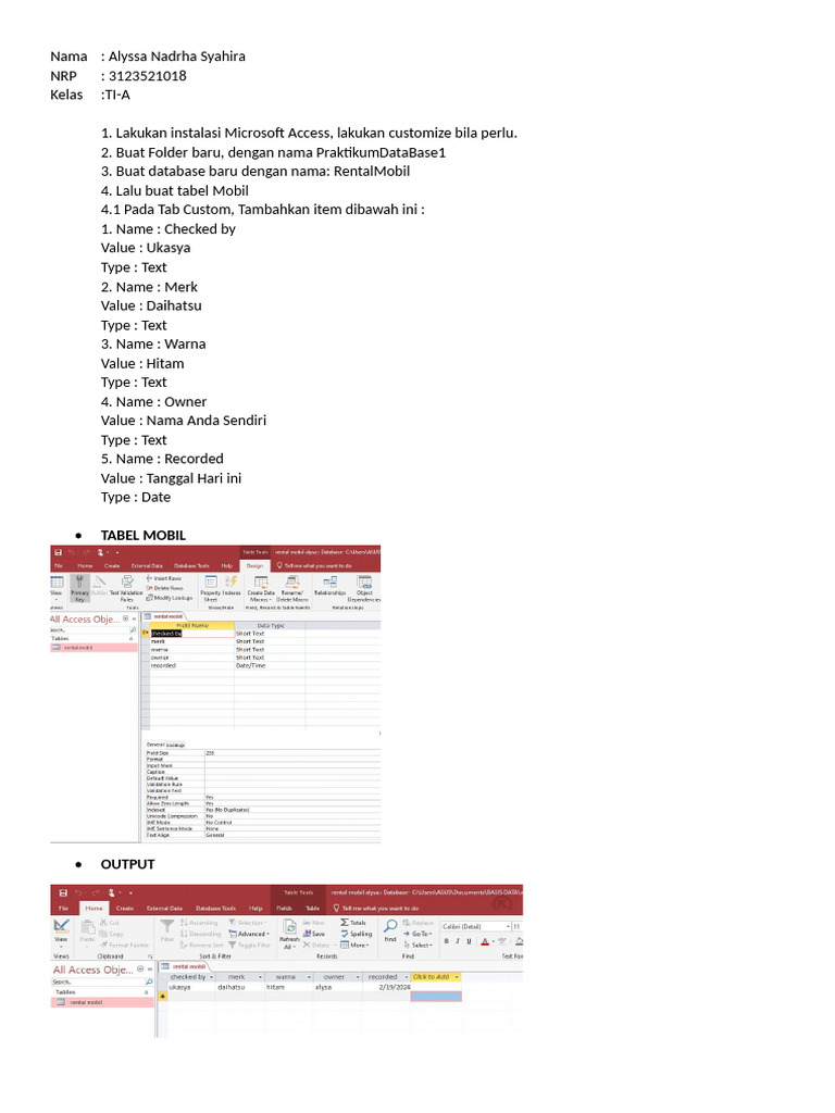Base Data Rental Mobil | PDF
