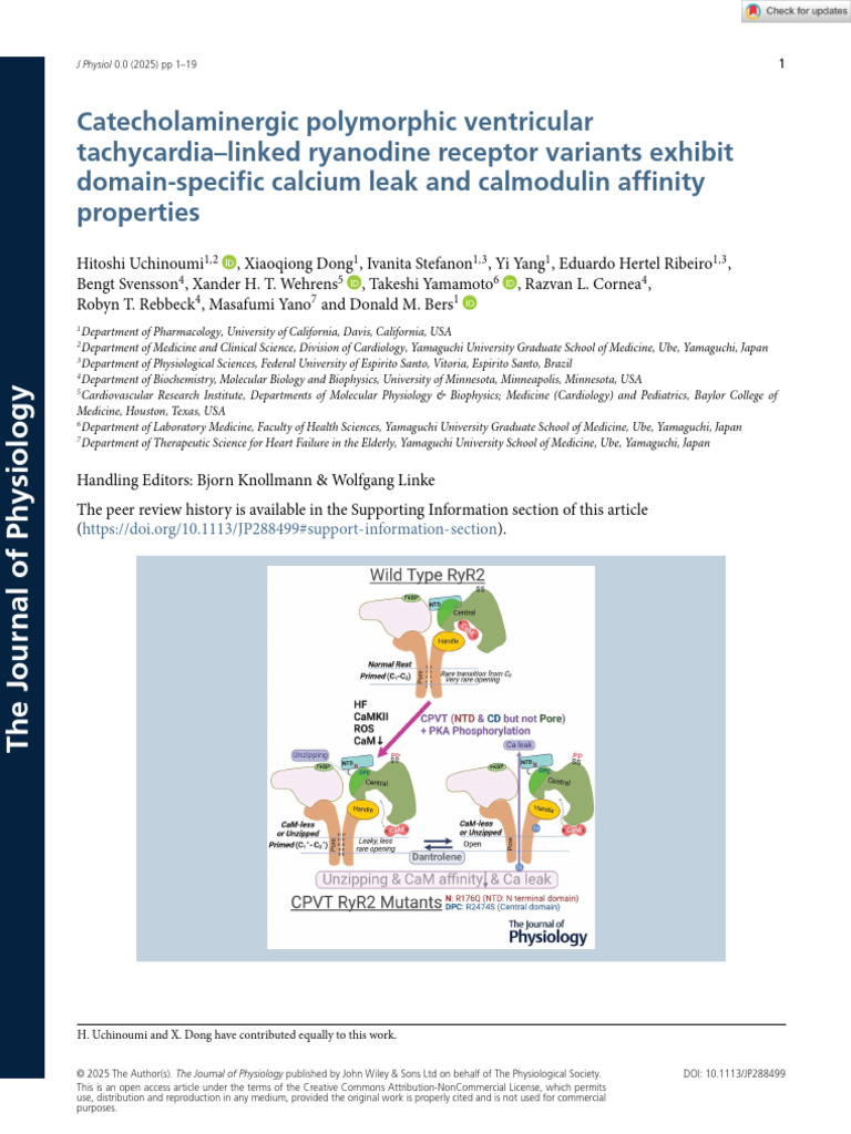 CPVT Variants and RyR2 Calcium Leak | PDF | Molecular Biology ...