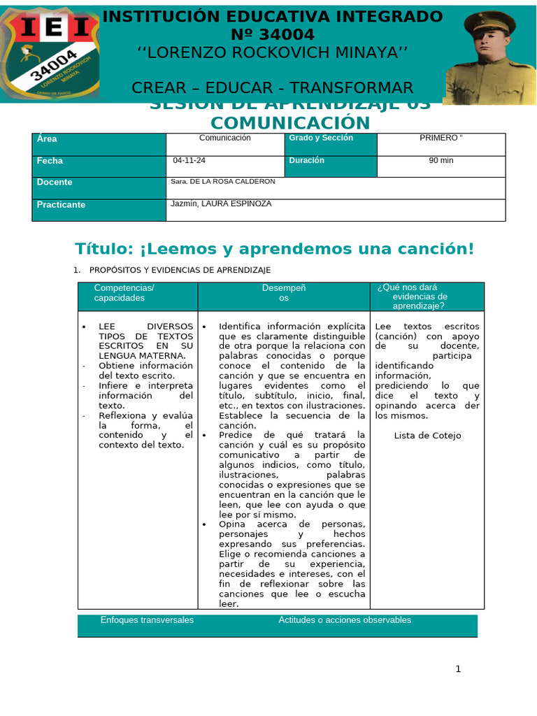 Aprendizaje de Canciones en Clase | PDF | Aprendizaje