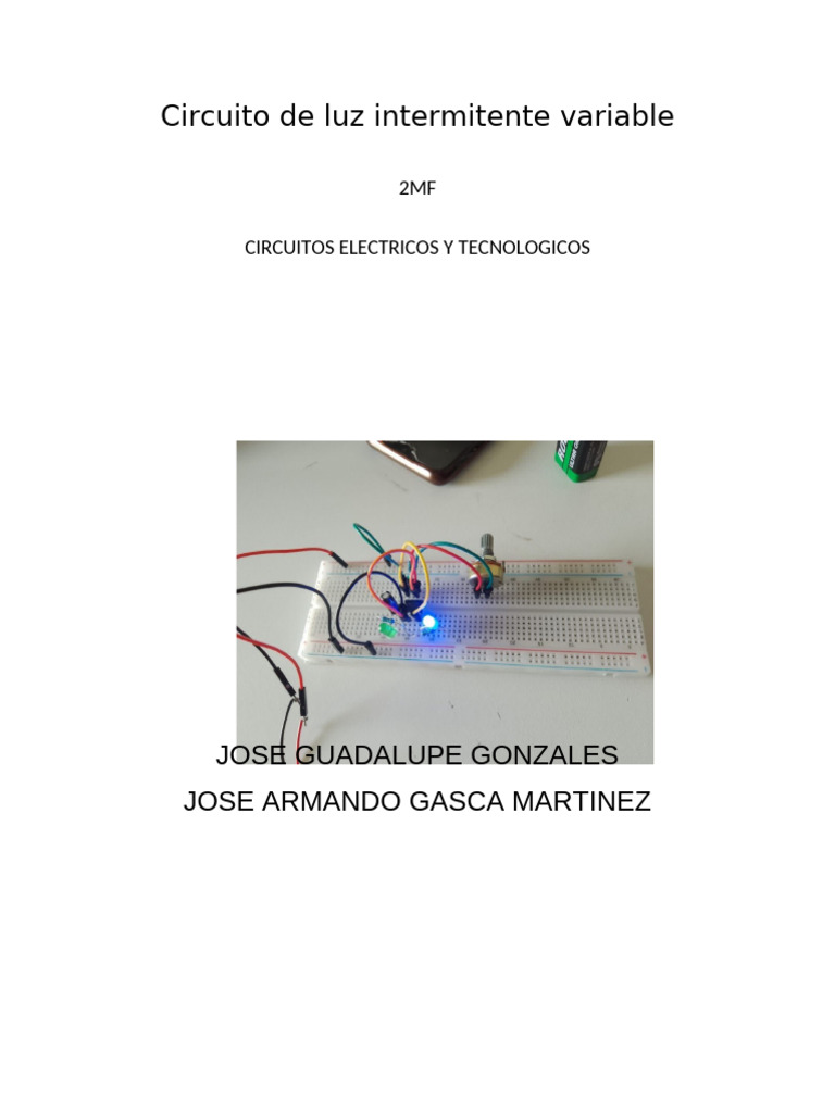 Circuito de Luz Intermitente Variable | PDF | Red eléctrica ...