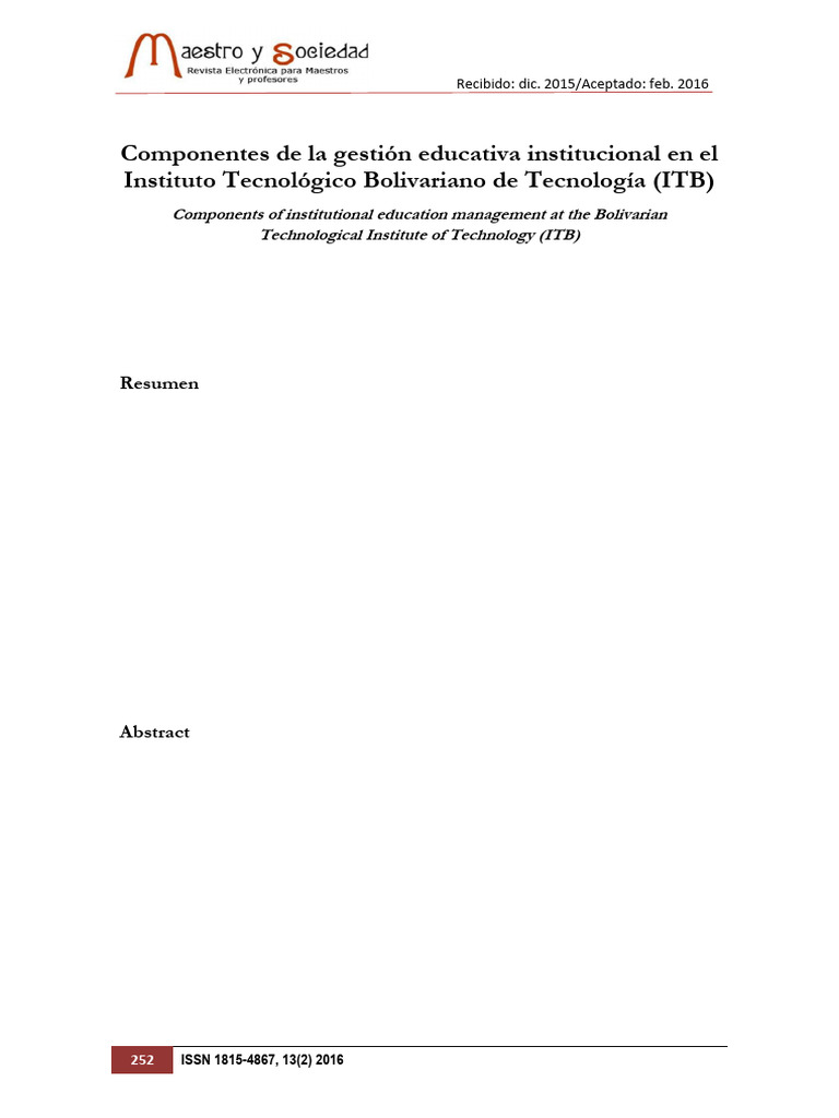 Modelo de gestión educativa en el ITB | PDF | Maestros | Pedagogía