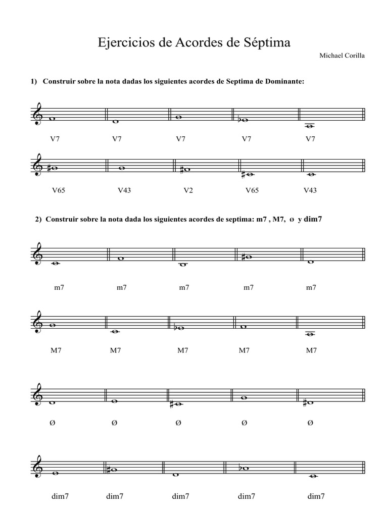 Ejercicios de Acordes de Séptima | PDF