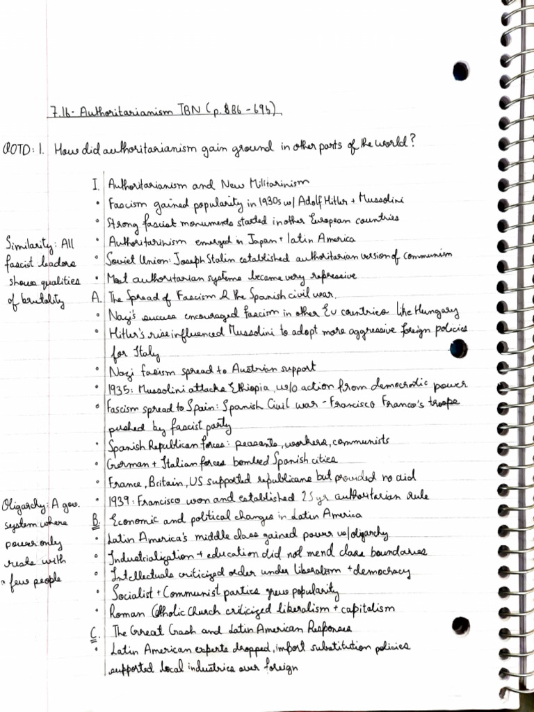 AP World Unit 7 Authoritarianism Notes | PDF