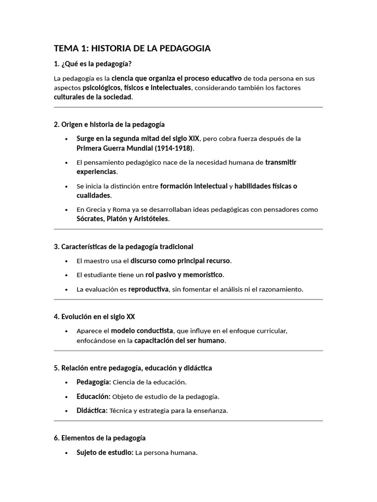 Tema 1: Historia de La Pedagogia | PDF | Pedagogía | Enseñando