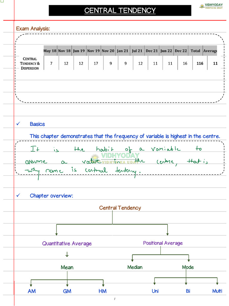 Central Tendency and Averages Explained | PDF | Mean | Average