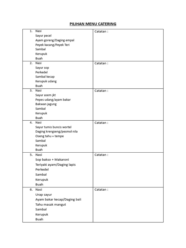 Pilihan Menu Catering-1 | PDF