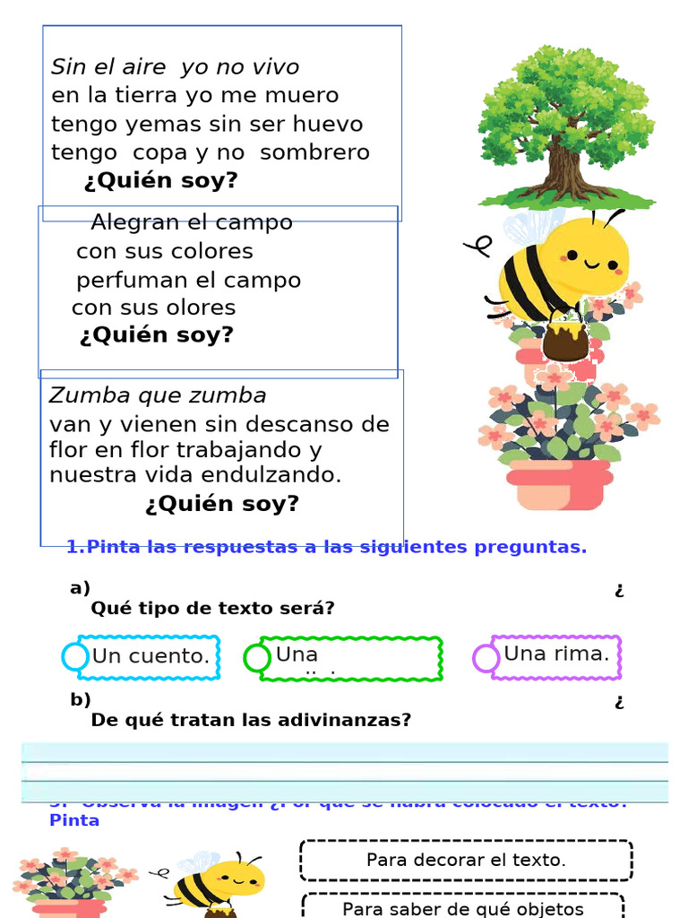Ficha de Comunicación-Leemos Adivinanzas | PDF