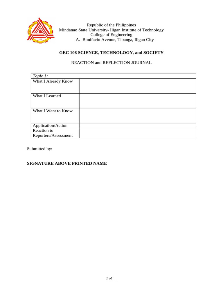 Template - Reaction Journal | PDF