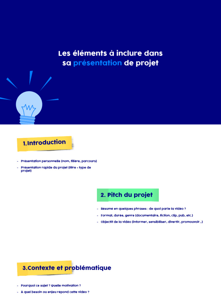 Présentation de projet vidéo concise | PDF