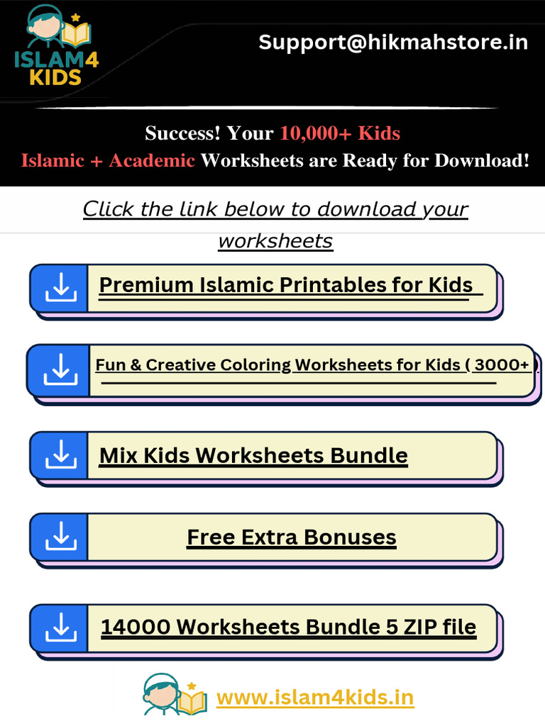 Free Islamic Worksheets for Kids | PDF