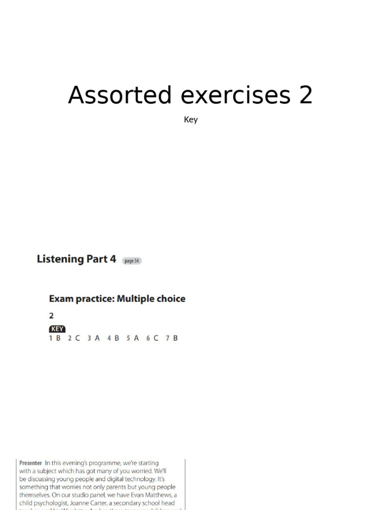 Assorted Exercises 2-Key | PDF