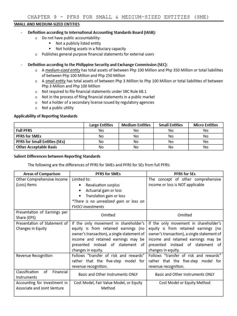 PFRS for Small & Medium Entities Overview | PDF | Historical Cost ...