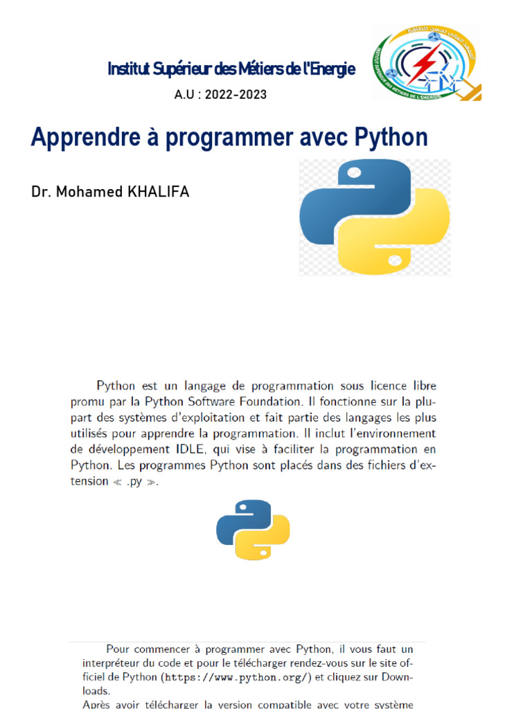 Introduction à la programmation Python | PDF | Structure de contrôle ...